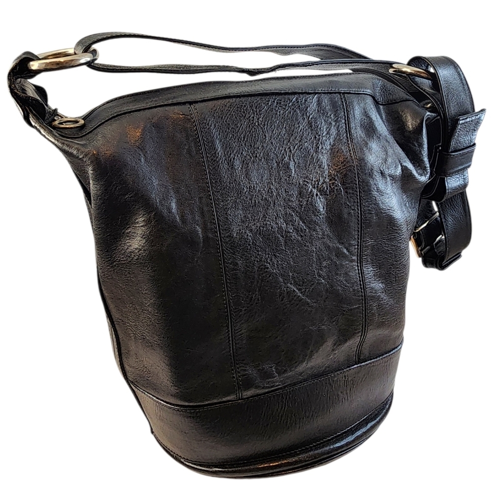 Marco Valentino Black Leather Bucket Bag Large Shoulder Bag - Picture 13 of 16